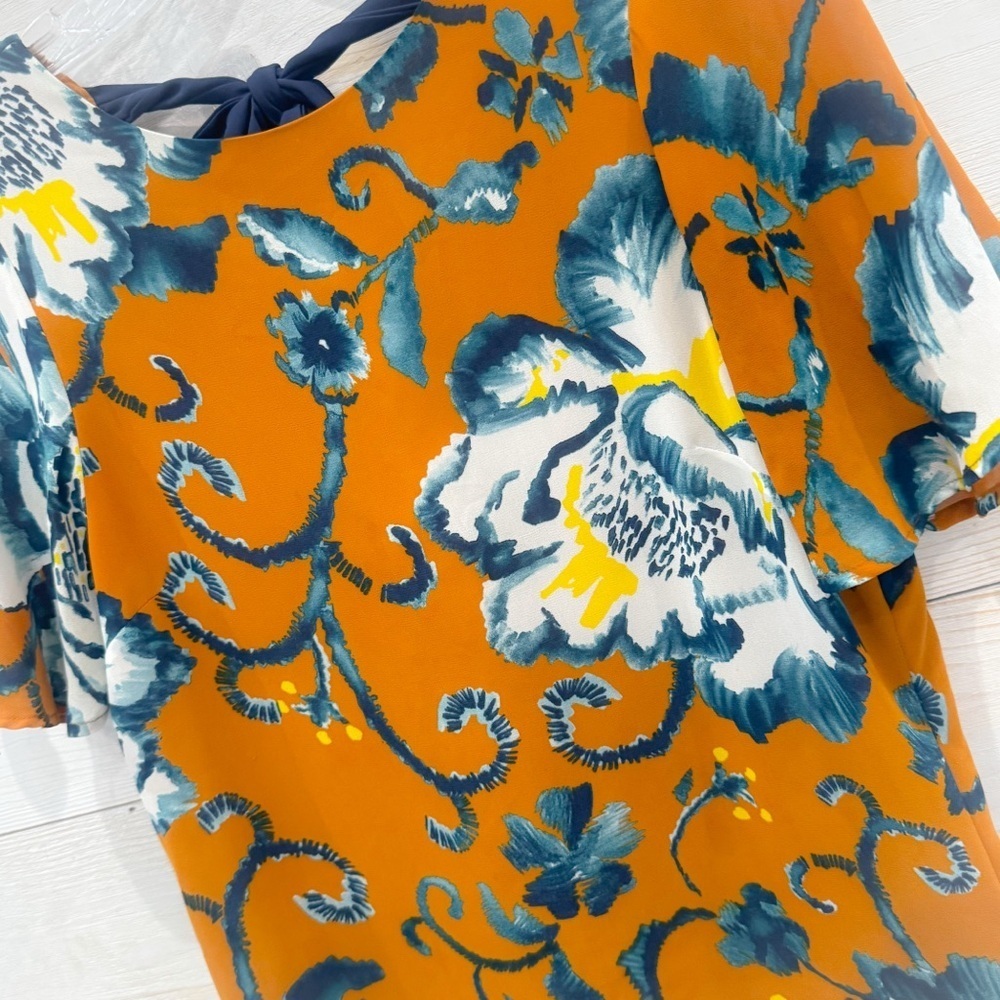 H&M mustard floral chiffon top ❤️size 4 - Picture 4 of 7